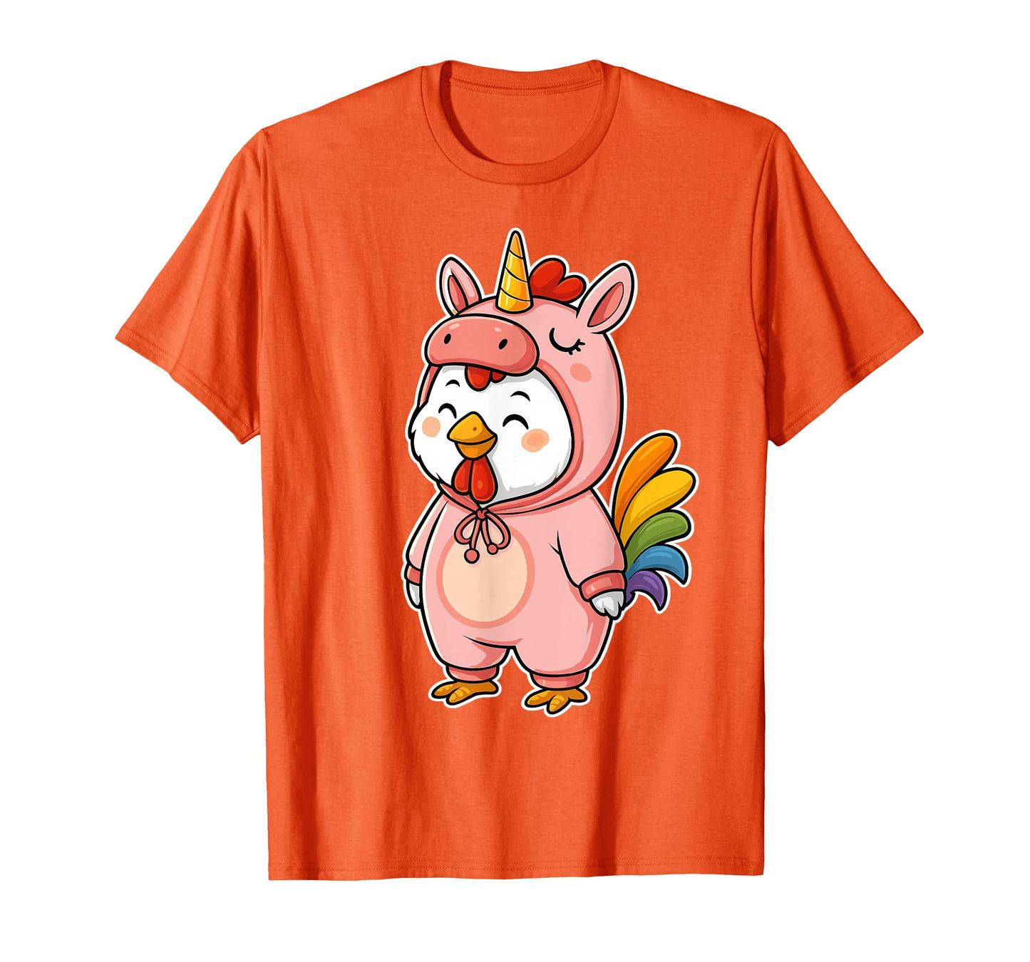 Kawaii Chicken In Unicorn Costume for Girls kids Chicken T-Shirt