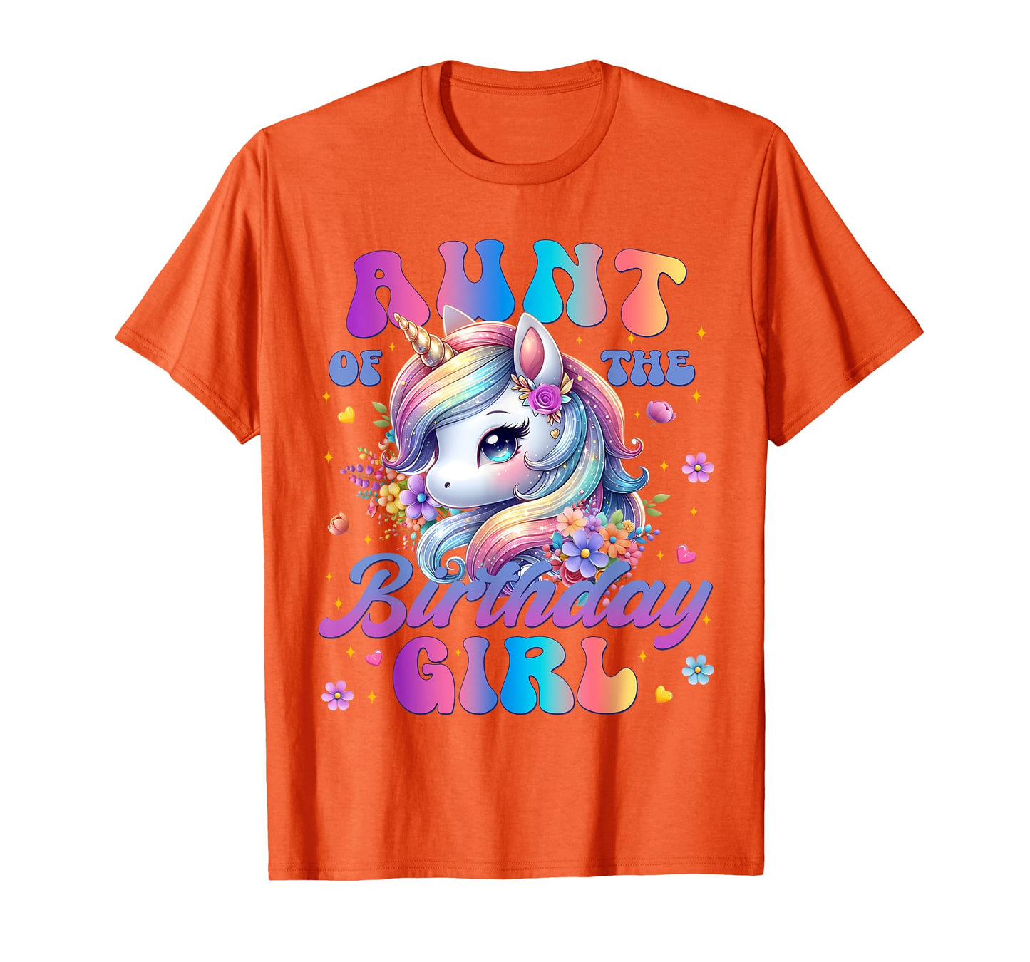 Aunt Of The Birthday Girl Unicorn Flower Family Matching T-Shirt