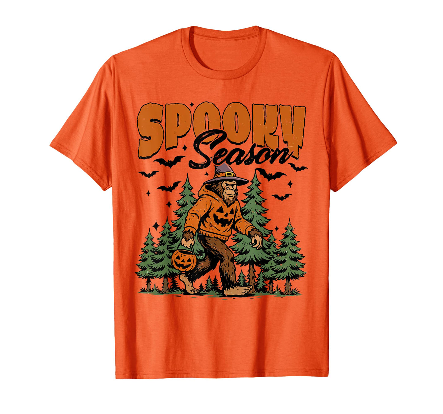 Spooky Season with Bigfoot Funny Sasquatch Halloween Autumn T-Shirt