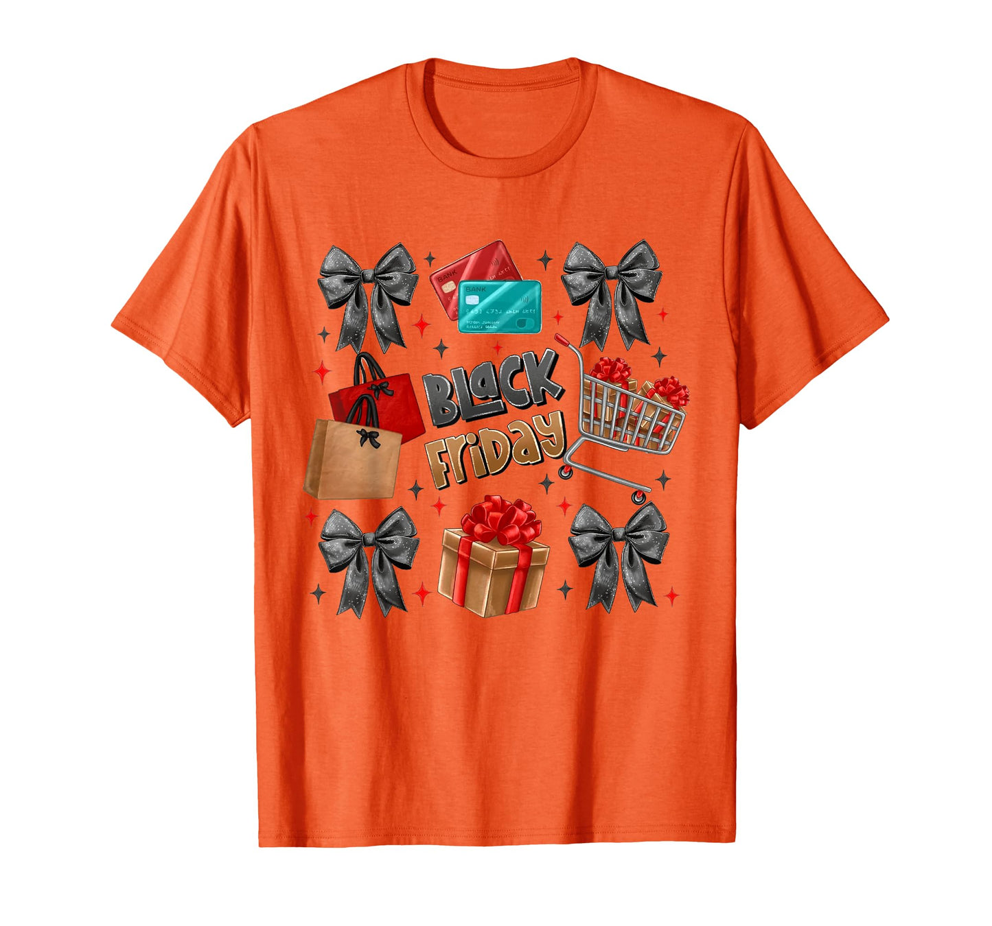 Black Coquette Bow Friday Shopping Crew Christmas Squad T-Shirt