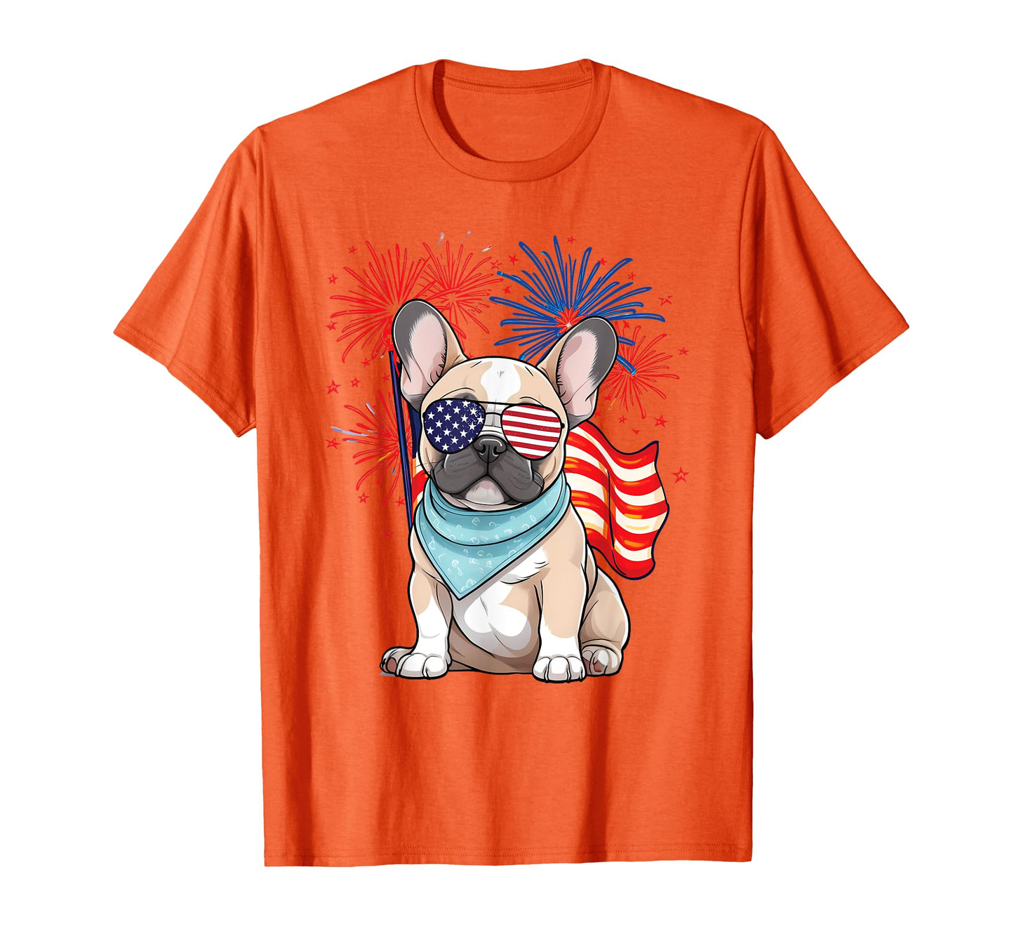 French Bulldog American Flag Frenchie Patriotic 4th of July T-Shirt for Women Kids Men