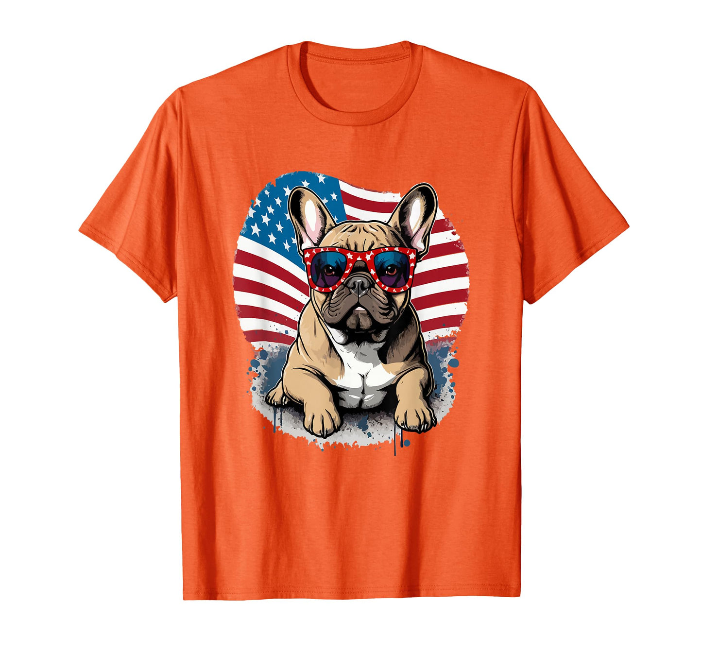 US Flag 4th July French Bulldog Sunglasses T-Shirt for Men Women