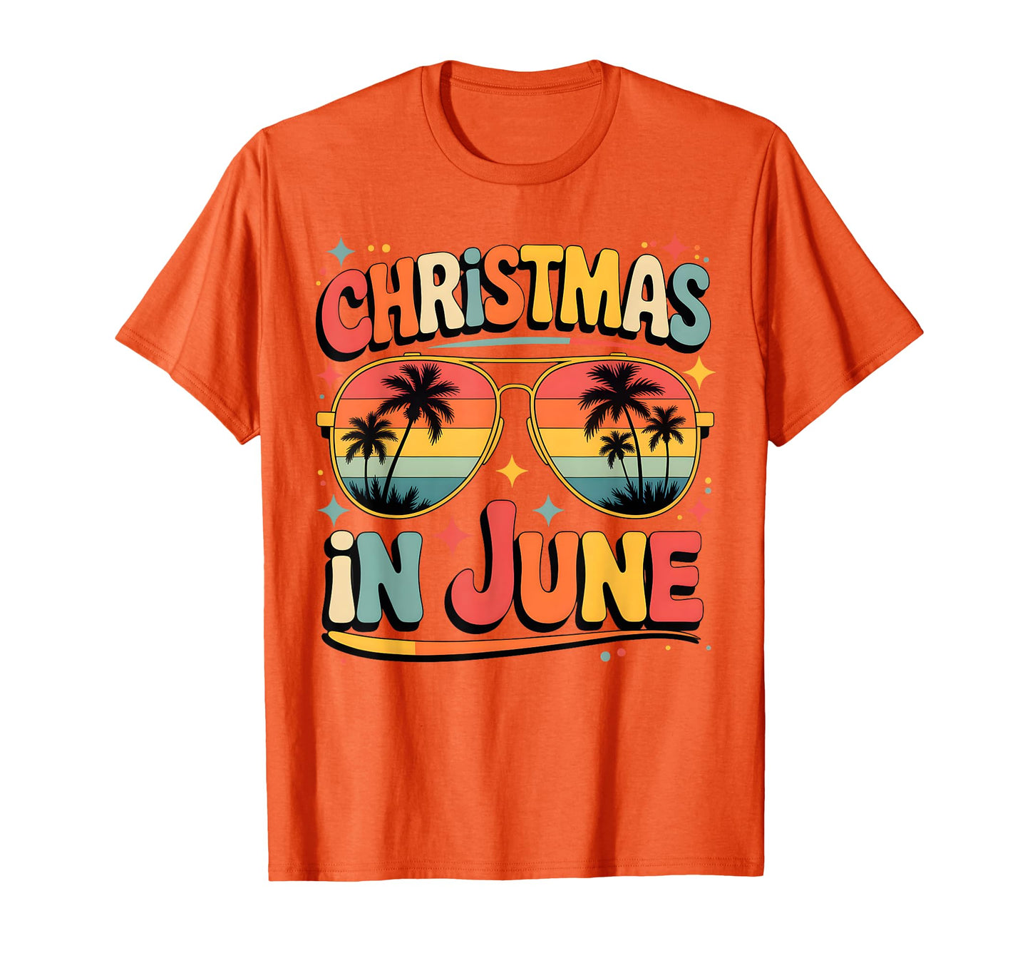 Christmas In June Sunglasses Retro Summer Vacation Xmas T-Shirt