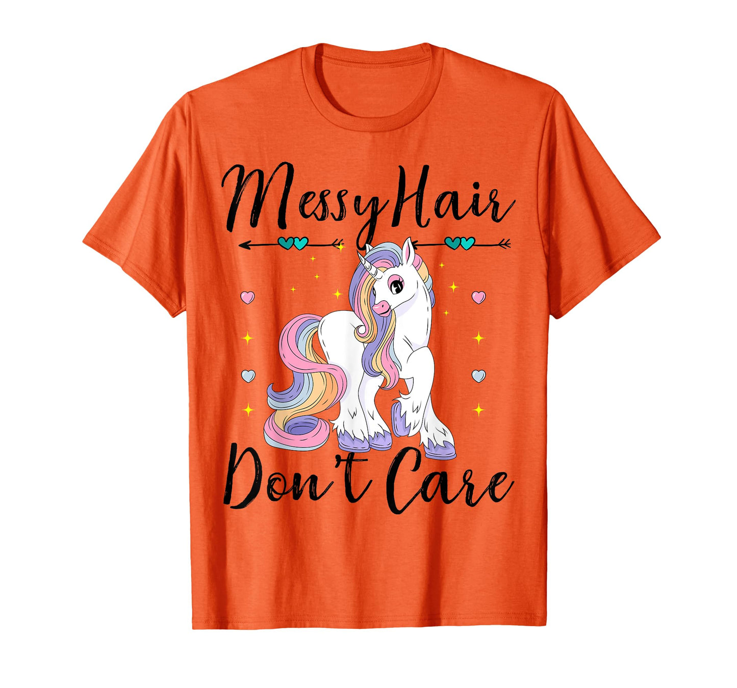 Messy Hair Don't Care Unicorn Lovers Messy Bun Hair Girls T-Shirt