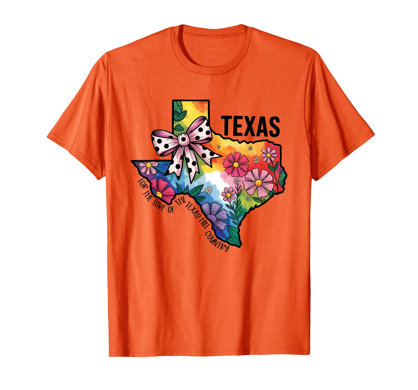 Texas For The Love Of The Texas Hill Country Flower Map Bow T-Shirt