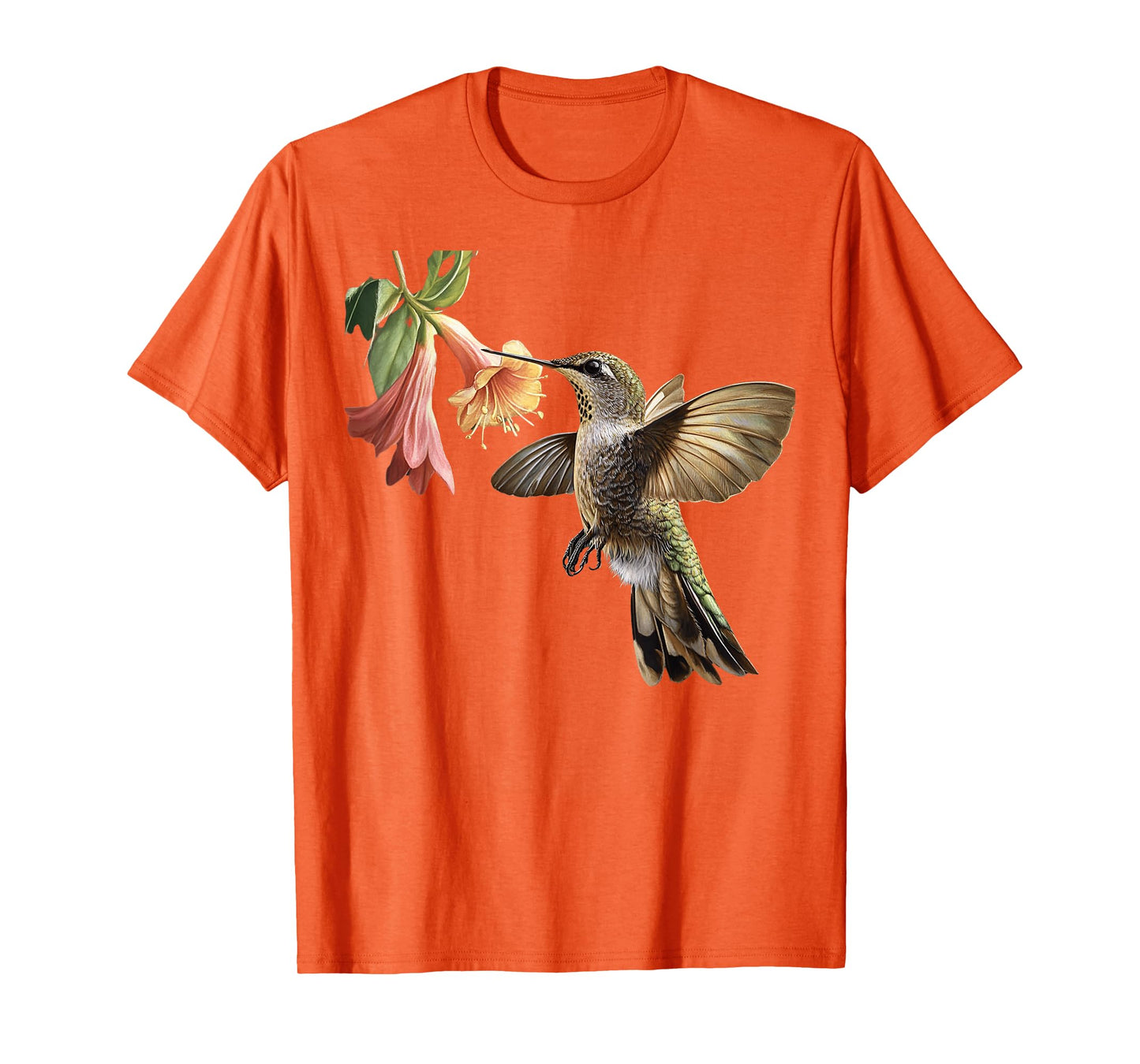 Realistic Hummingbird and Flower Nature Art T-Shirt