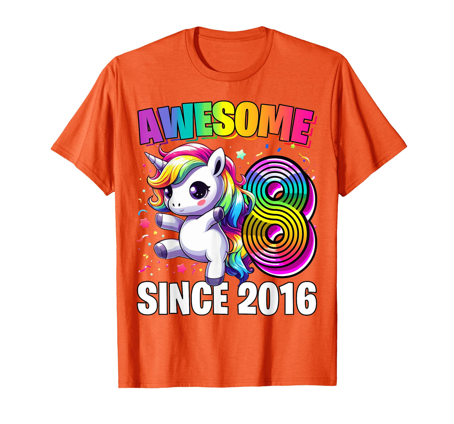 Unicorn 8th Birthday 8 Year Old Unicorn Party Girls Outfit T-Shirt