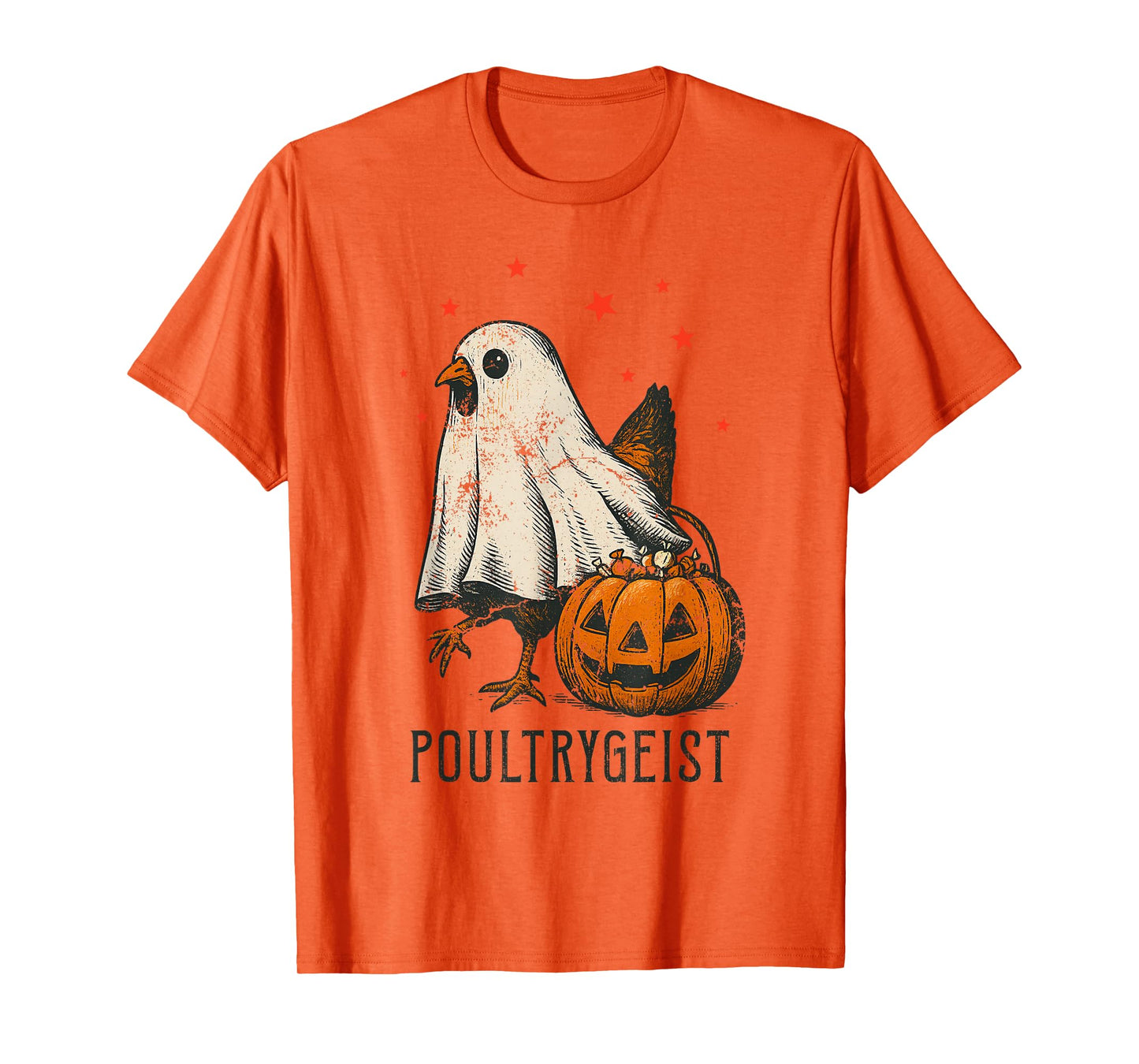 Poultrygeist Funny Halloween Chicken Ghost Costume Pumpkin T-Shirt
