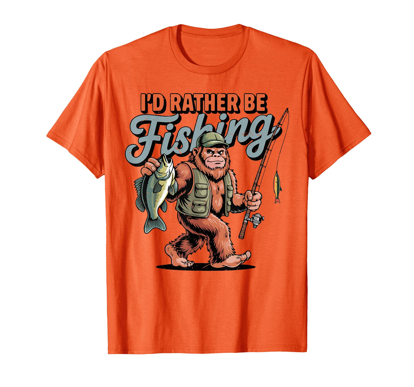 Bigfoot I'd Rather Be Fishing Sasquatch Bass Funny Men Boy T-Shirt