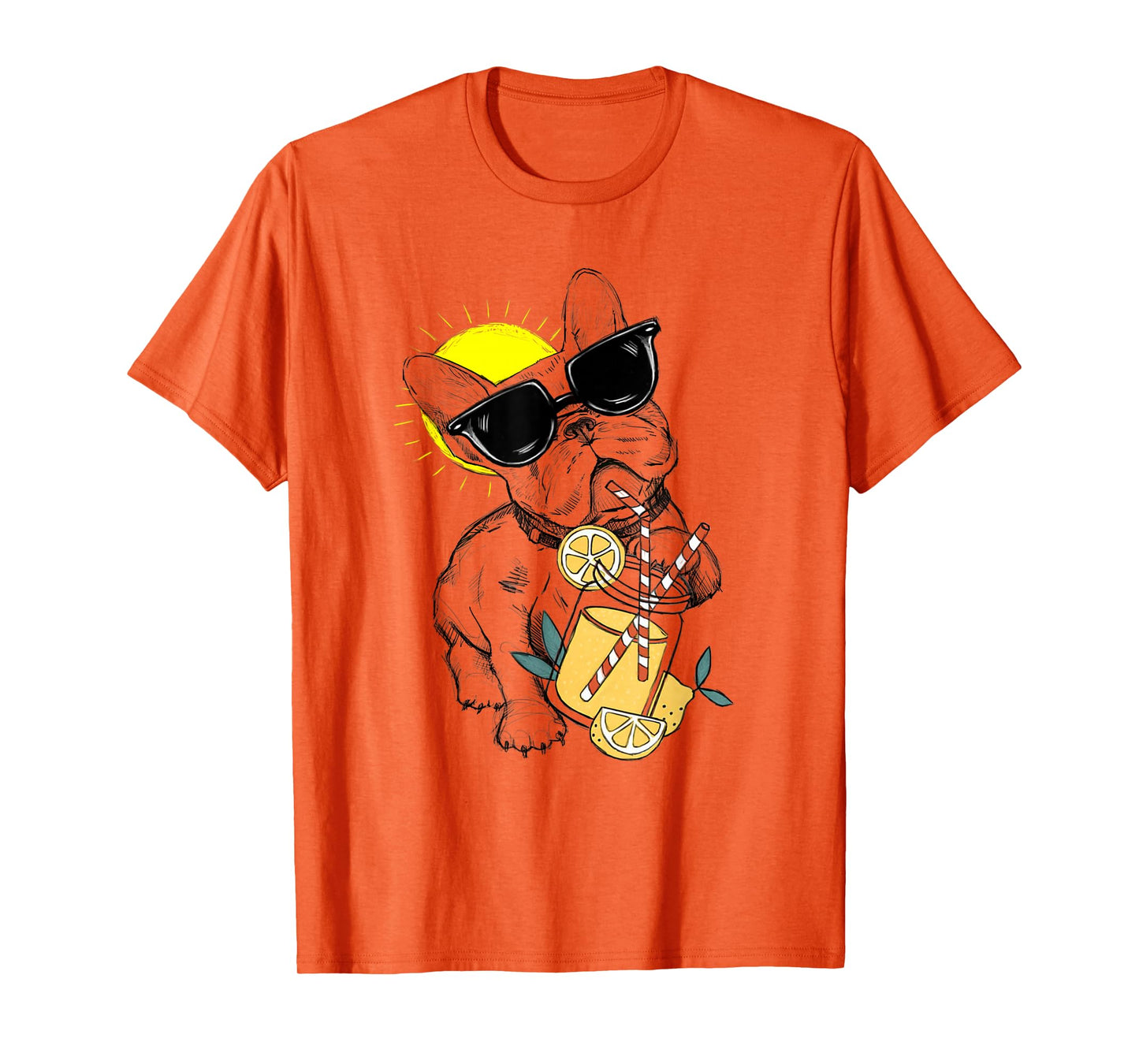 Funny French Bulldog Glasses Summer Lemonade Gift T-Shirt for Men Women Kids