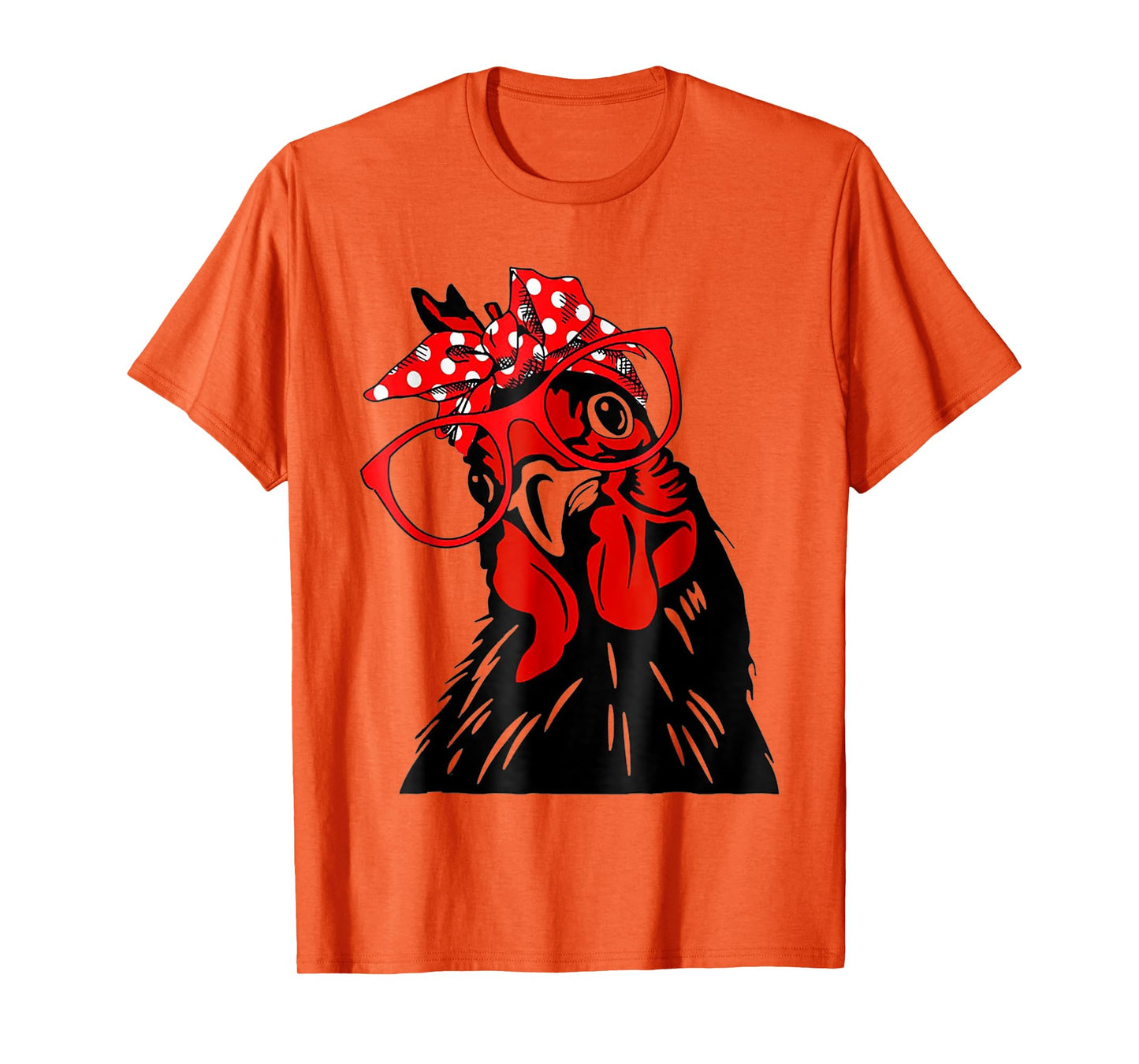 cute Women Girl Chicken With Bandana Headband and Glasses T-Shirt