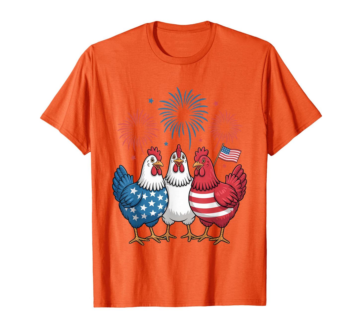 Funny Patriotic Chickens USA Flag 4th of July Chicken Lover T-Shirt