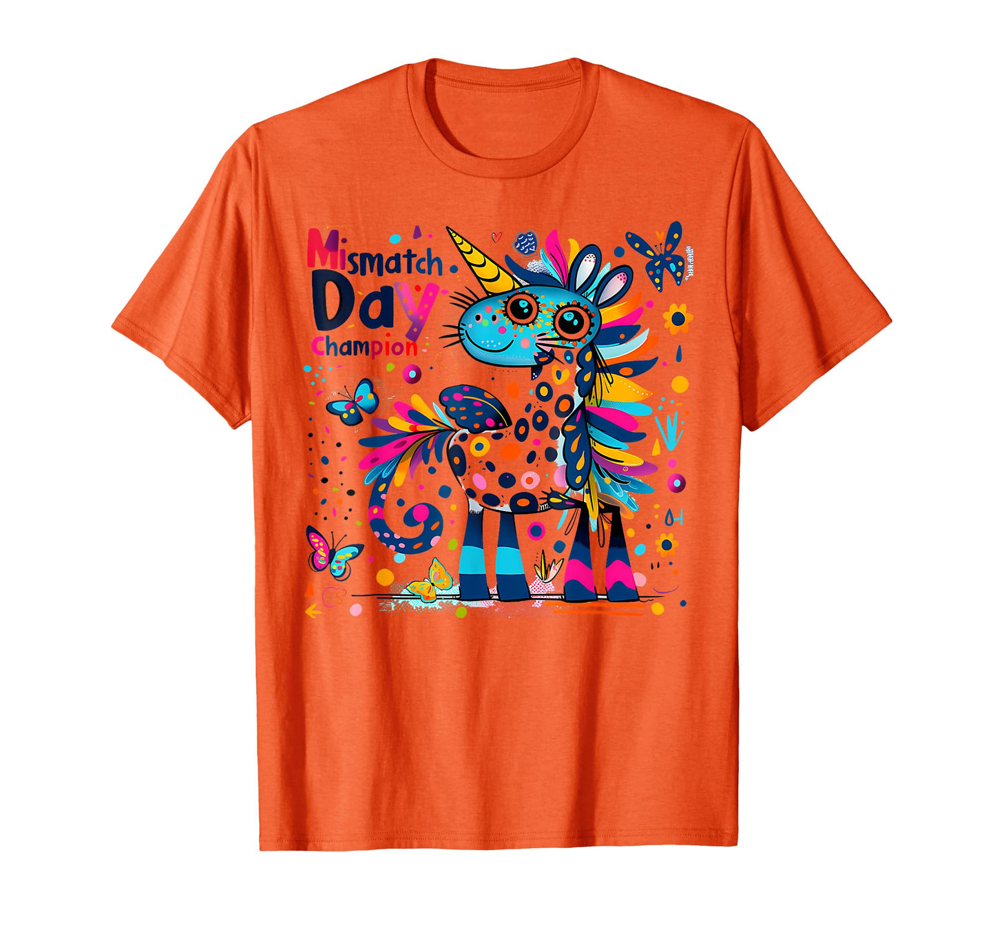 Mismatch Day Champion Funny Colorful Unicorn T-Shirt