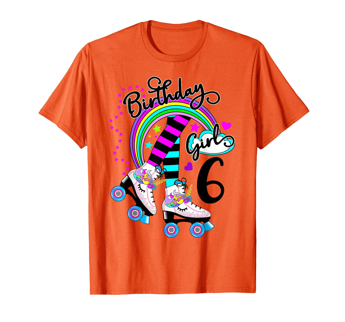 6th Unicorn Roller Skate Birthday Party for Girls Shirt T-Shirt