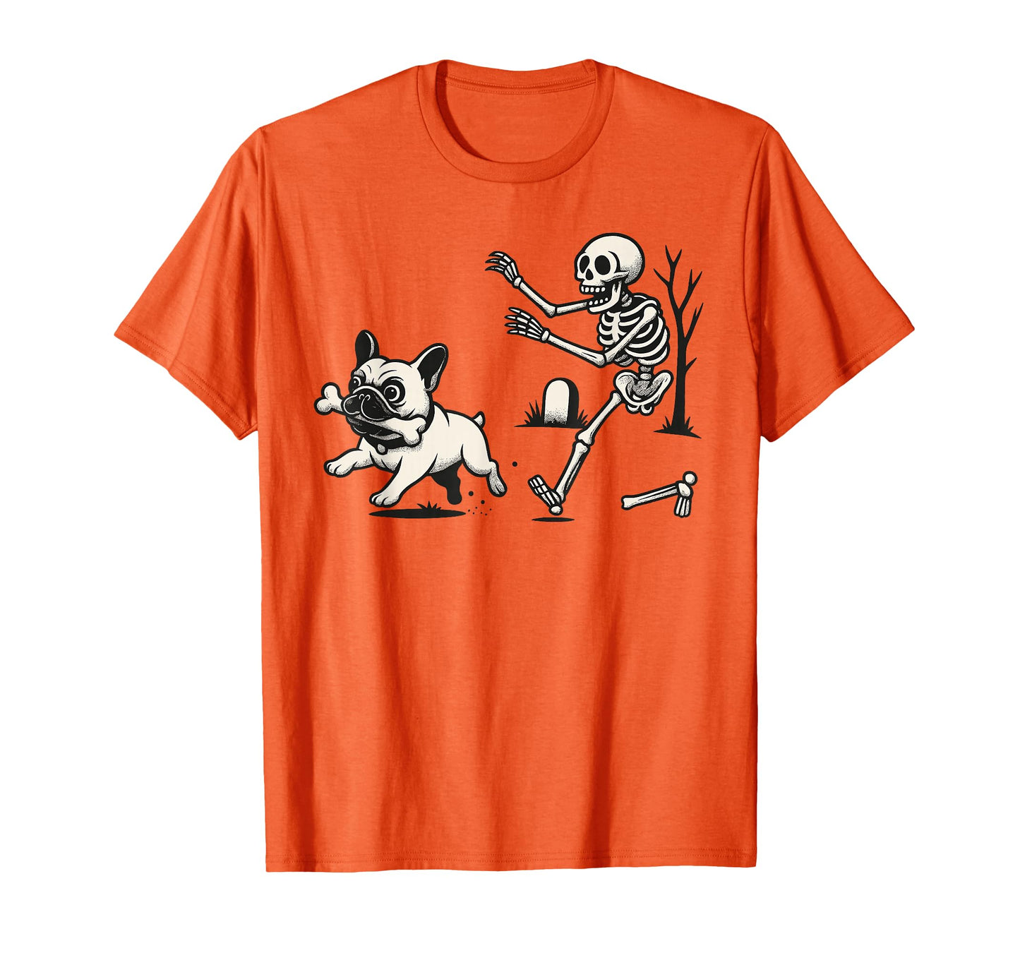 Halloween French Bulldog Skeleton Spooky Humor Funny Dog T-Shirt