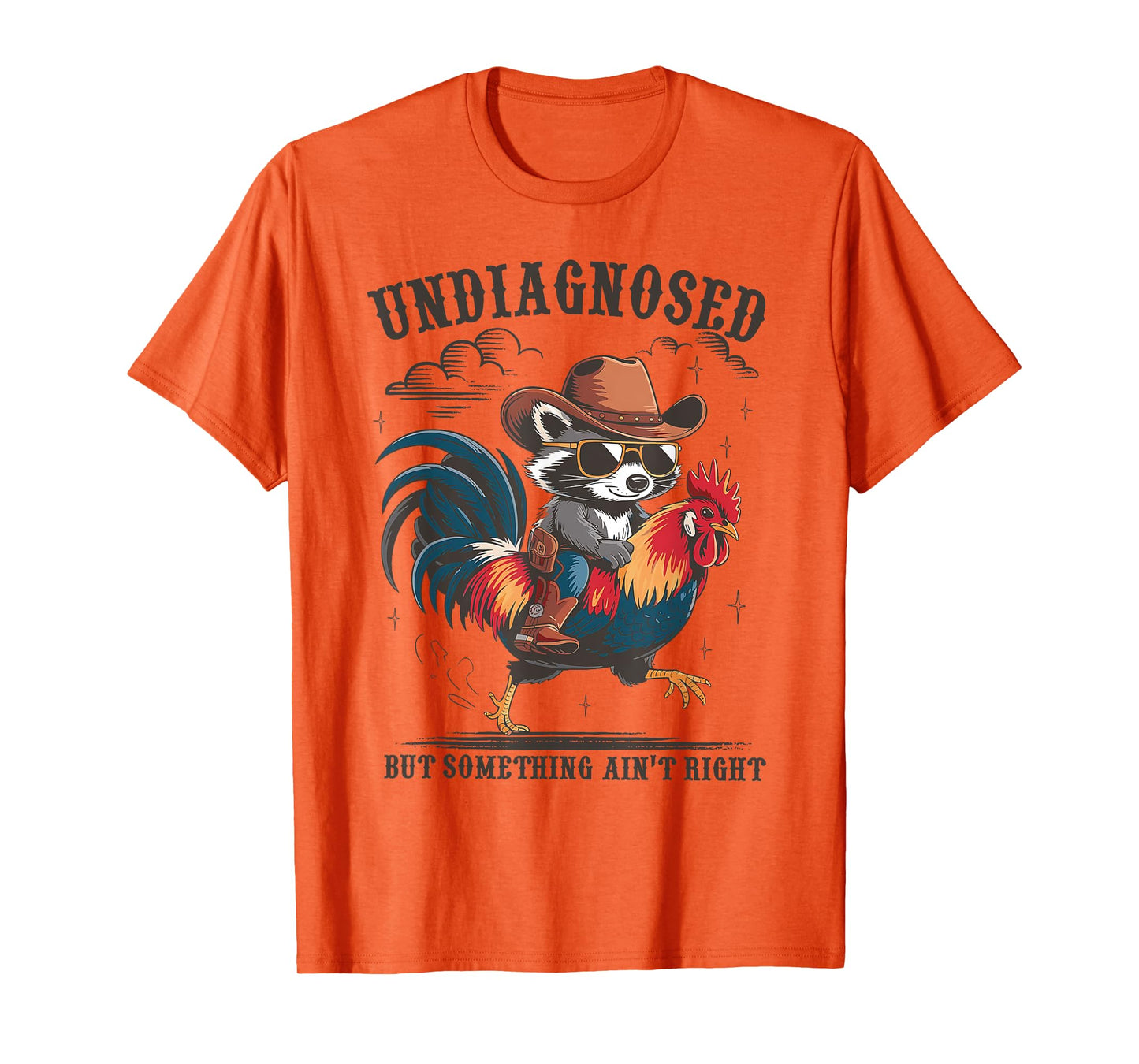 Undiagnosed But Something Ain't Right Raccoon Riding Chicken T-Shirt