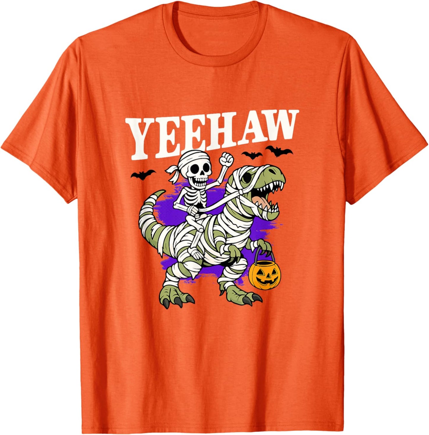 Skeleton Cowboy Mummy Dinosaur Funny Halloween T-Shirt