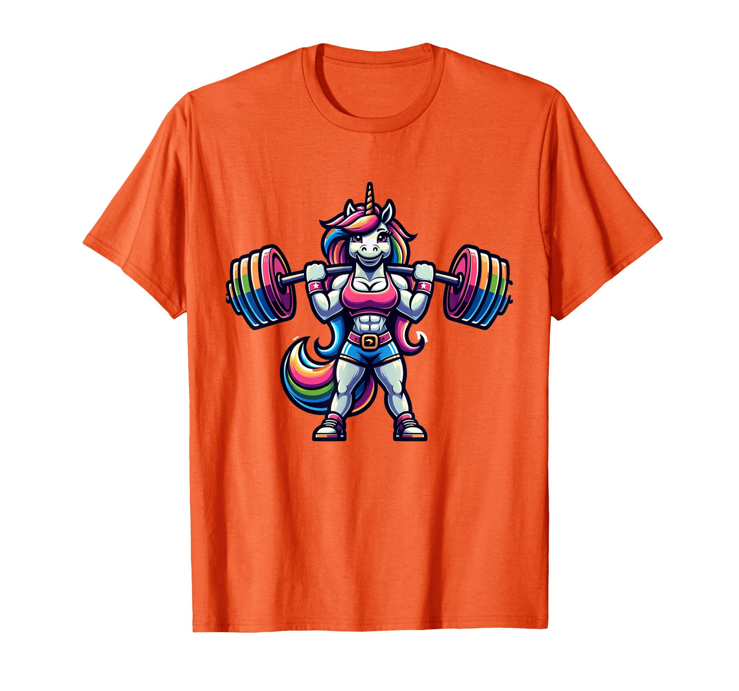 Muscular Female Unicorn Weightlifting Fitness T-Shirt