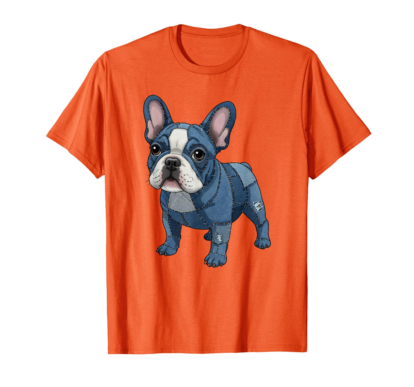French Bulldog Pattern Patchwork Art Denim Frenchie Lover T-Shirt
