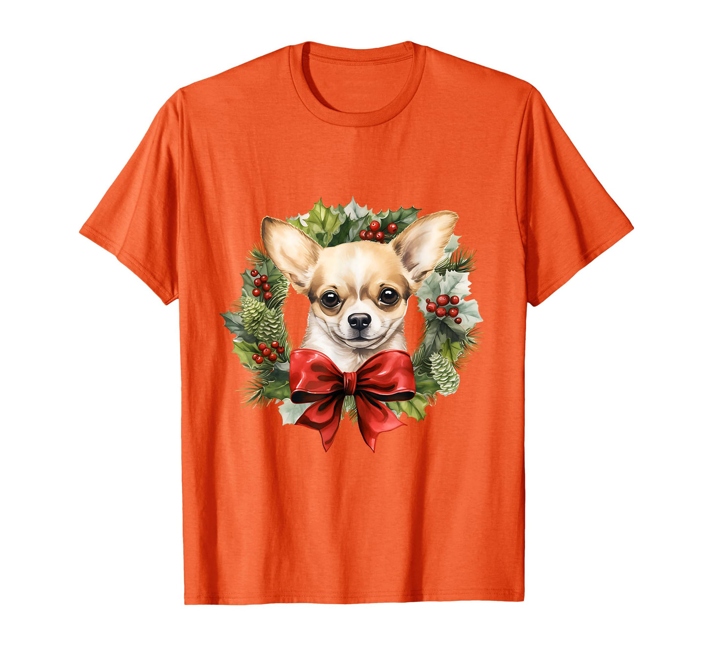 Chihuahua Christmas Wreath Decoration Xmas Pajamas T-Shirt