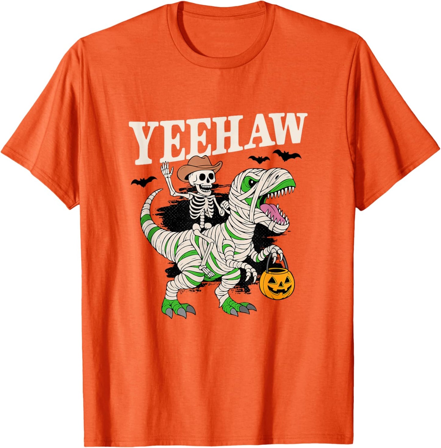 Cowboy Skeleton & Mummy Dino Funny Halloween T-Shirt