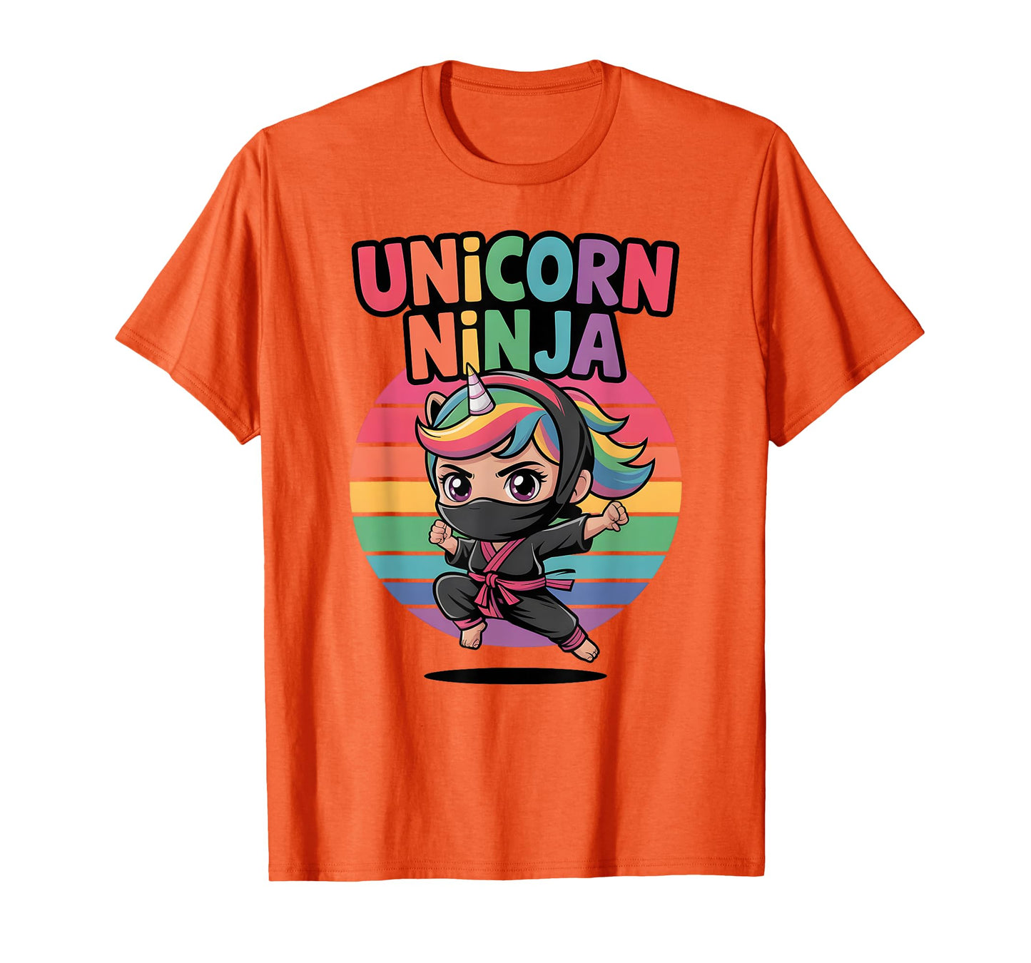 Happy UNICORN NINJA Birthday Girl Girls I Love Pink Crew T-Shirt
