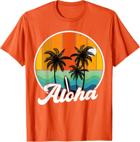 Aloha T Shirt Hawaiian Palm Beach Surf Kids Women Girl Teen T-Shirt