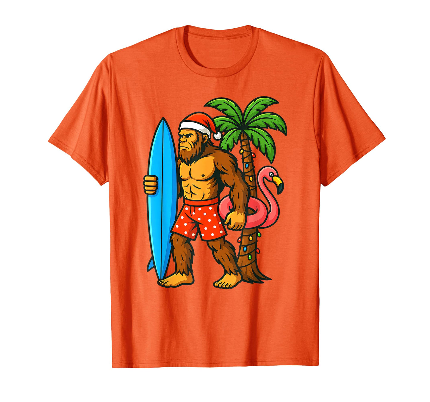 Christmas In July Bigfoot Hawaiian Xmas Palm Tree Summer T-Shirt