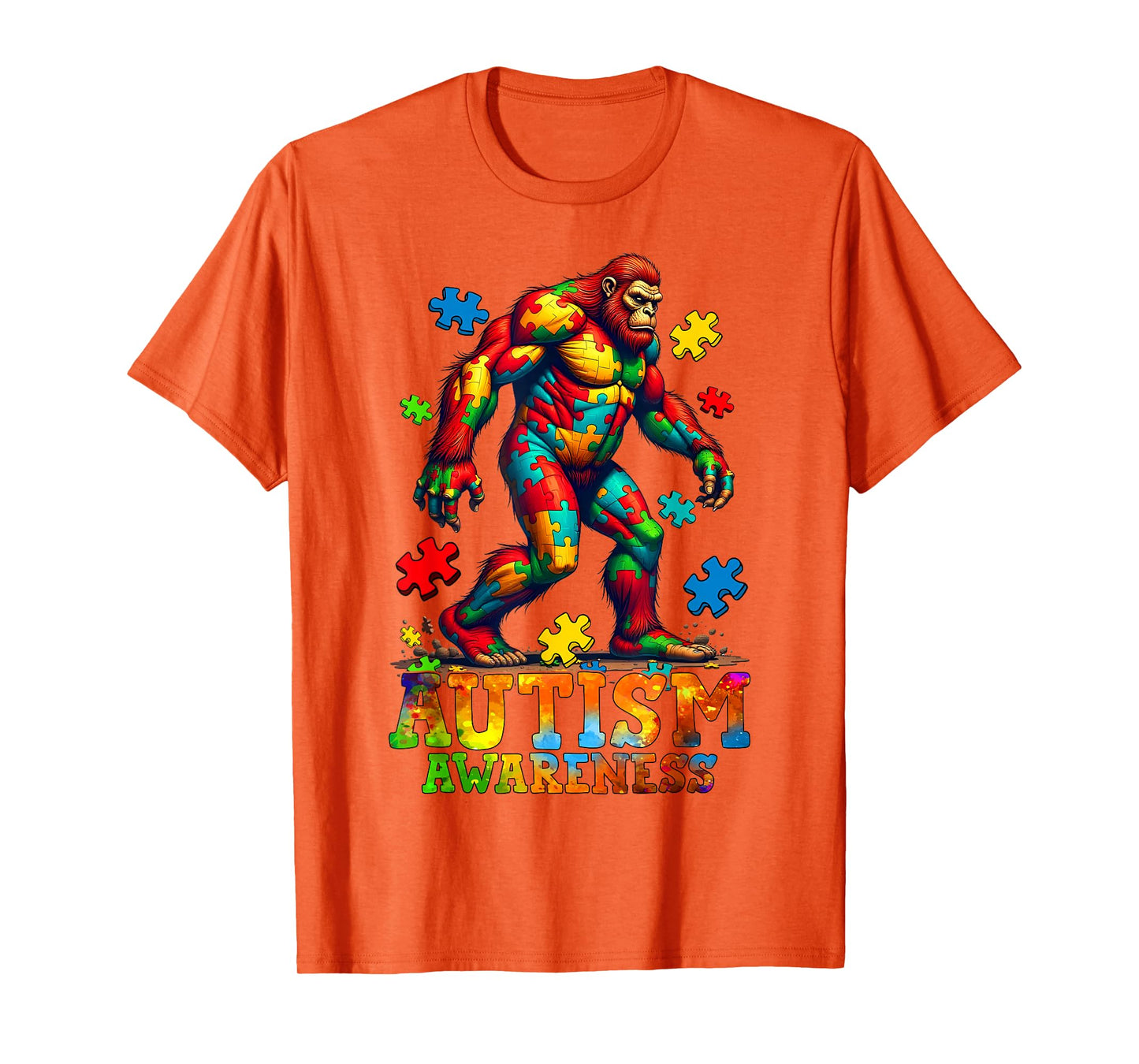 Bigfoot & Puzzle Pieces Autism Awareness Day Autistic Boys T-Shirt