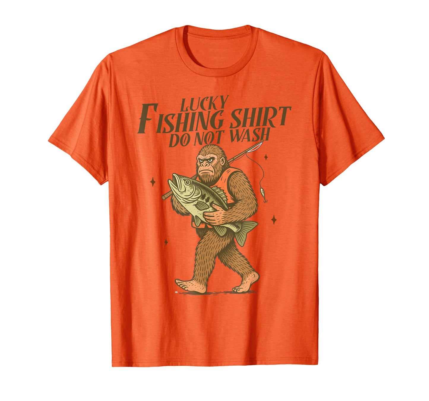 Fishing Lover Fisherman Bigfoot Funny Fisher Lucky Fishing T-Shirt