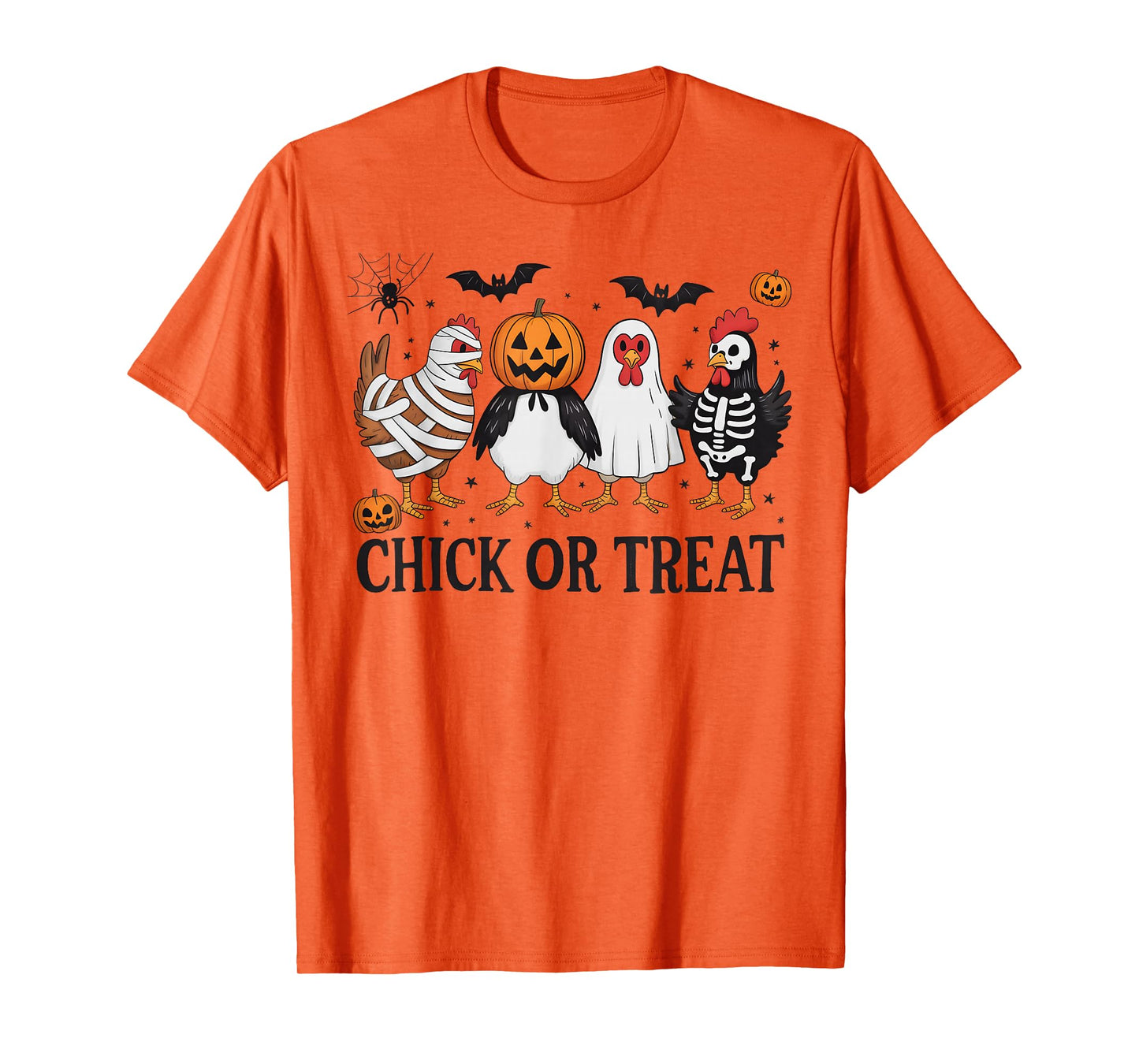 Chick Or Treat Funny Halloween Chicken Lover Witch Pumpkin T-Shirt