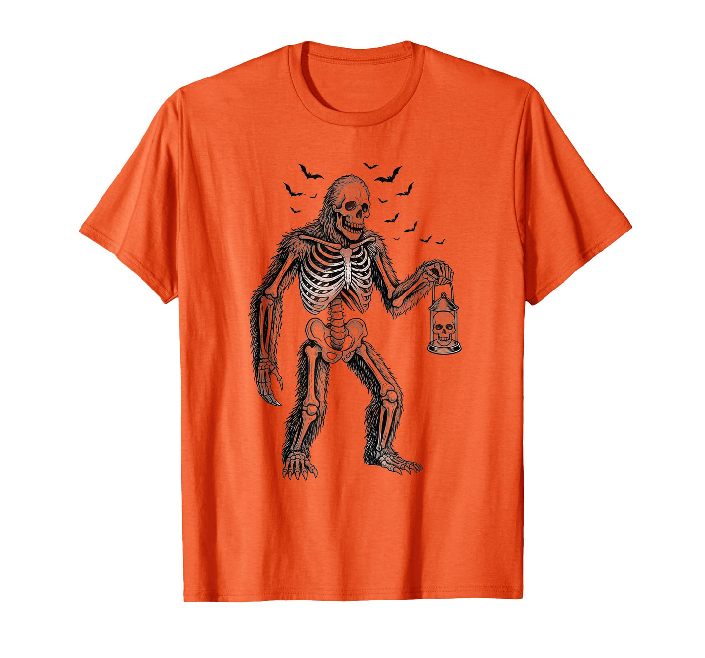 Funny Bigfoot Sasquatch Skeleton Halloween Men Women Kids T-Shirt