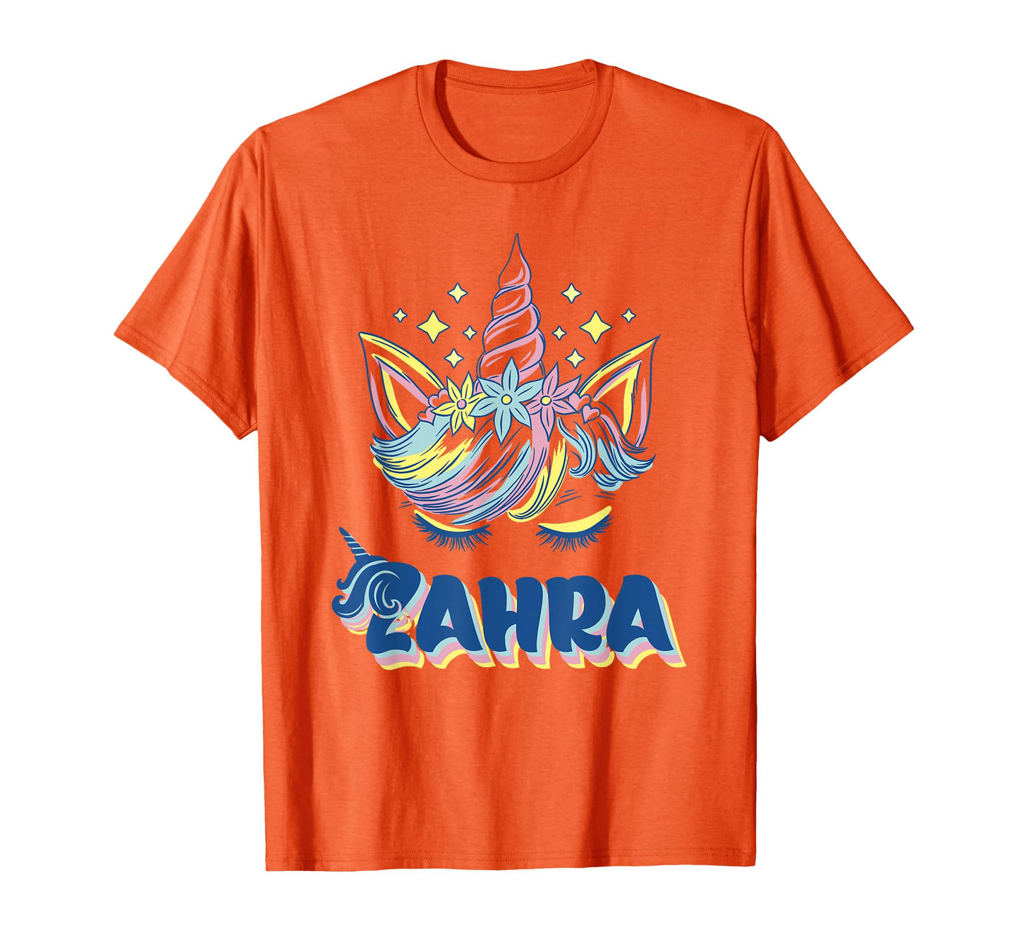 Zahra personalized custom name Rainbow Unicorn crown T-Shirt