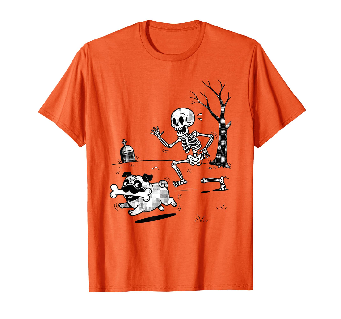 Halloween Dog Funny Skeleton Chasing French Bulldog T-Shirt