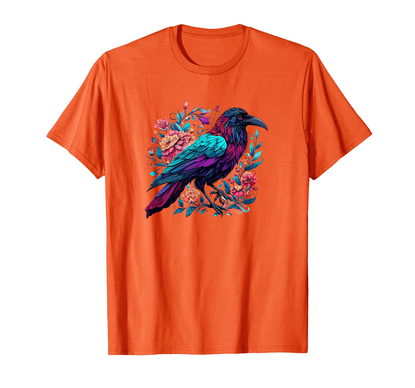 Gothic Edgar Allen Poe Nevermore Floral Crow Raven Lover T-Shirt