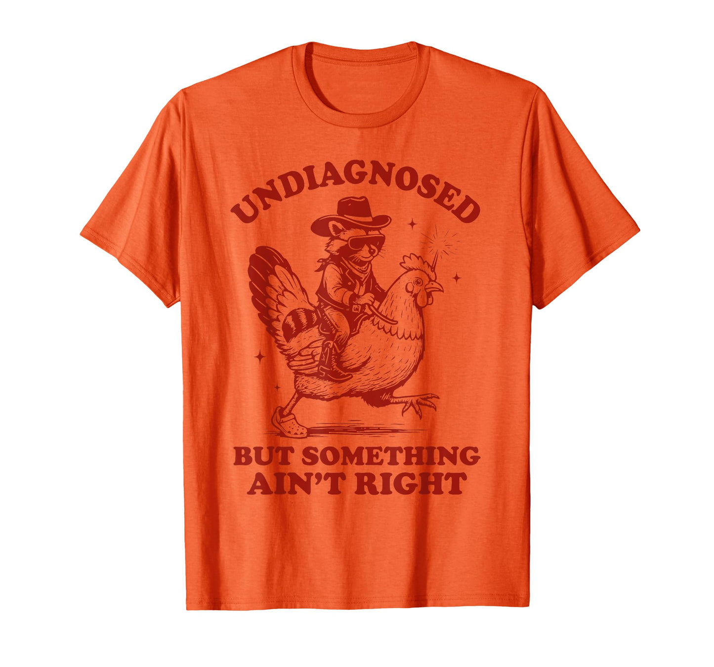 Undiagnosed But Something Ain't Right Raccoon Riding Chicken T-Shirt
