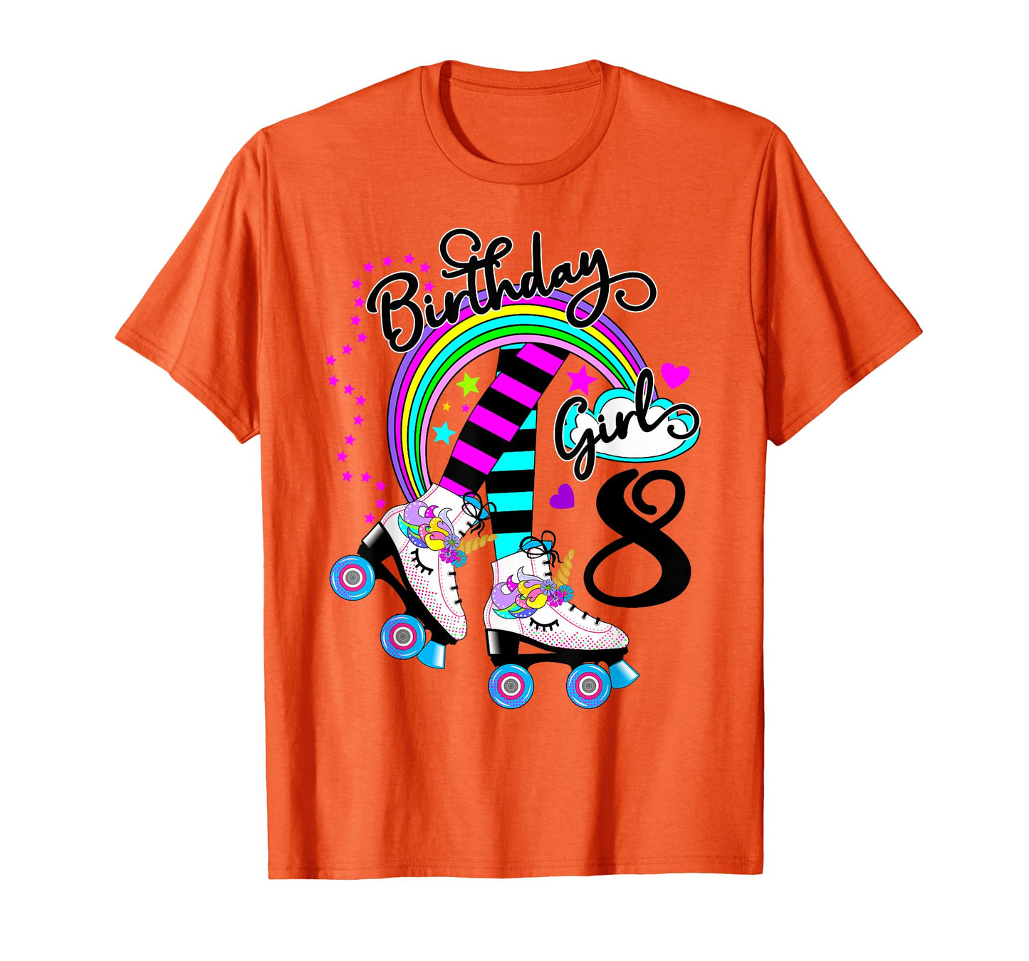8th Unicorn Roller Skate Birthday Party for Girls Tee T-Shirt