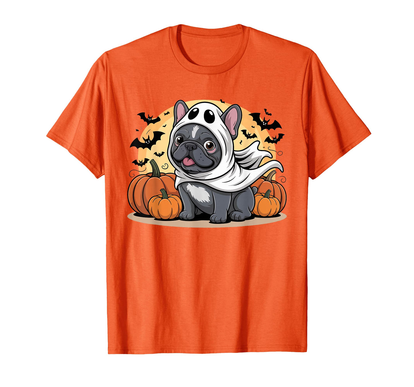 Cute French Bulldog Halloween Costume Frenchie Dog Ghost Kid T-Shirt