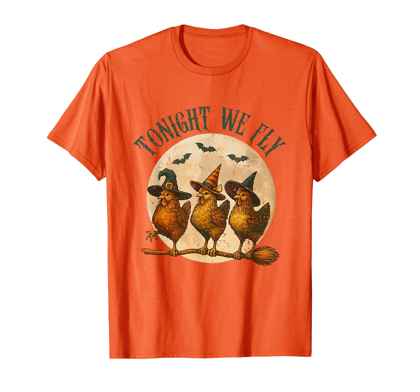 Tonight We Fly Spooky Chicken Witch Halloween Farm Animal T-Shirt