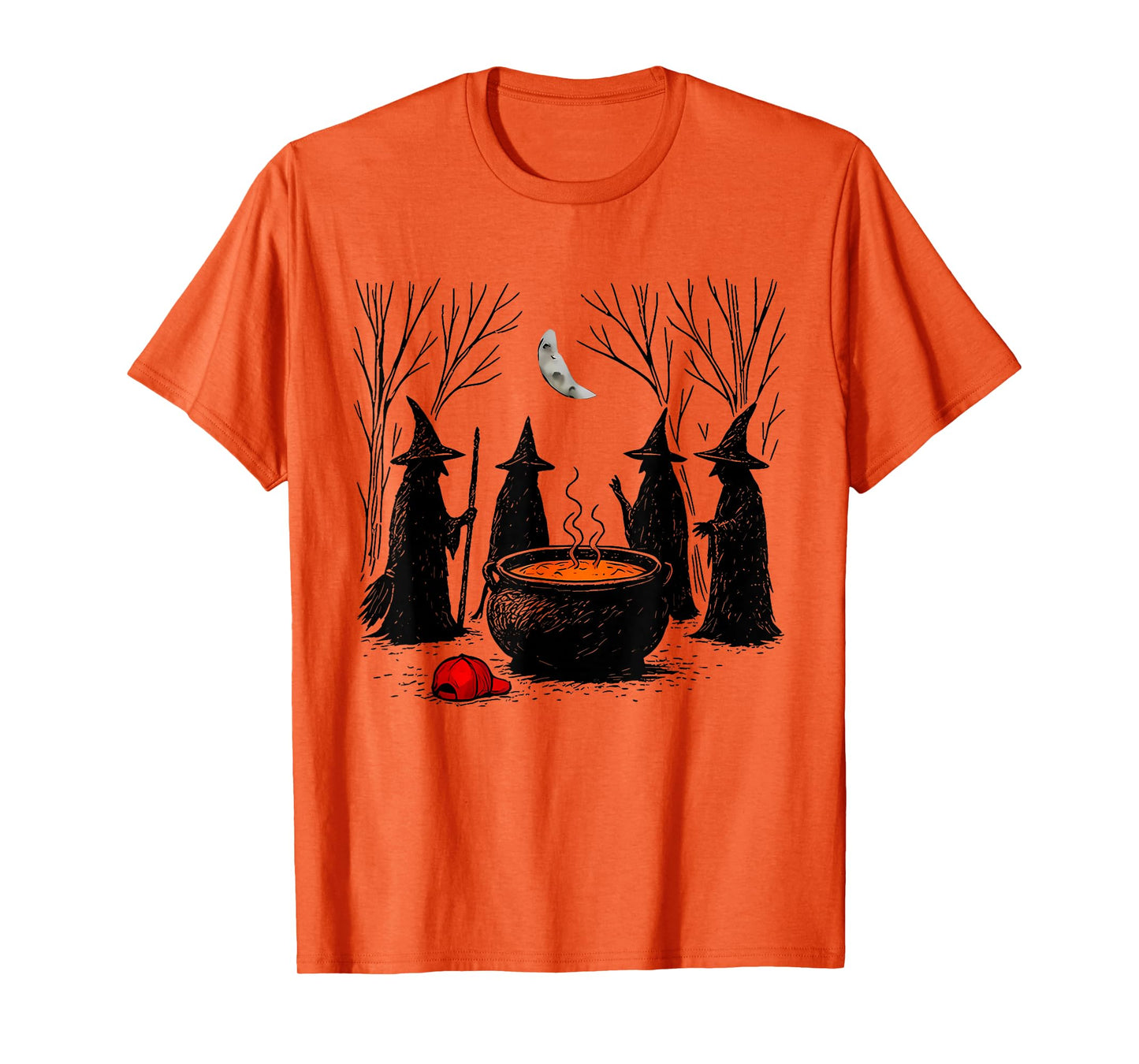 Funny Witches Brewing Cauldron Red Hat Anti Tr-mp Hallow T-Shirt