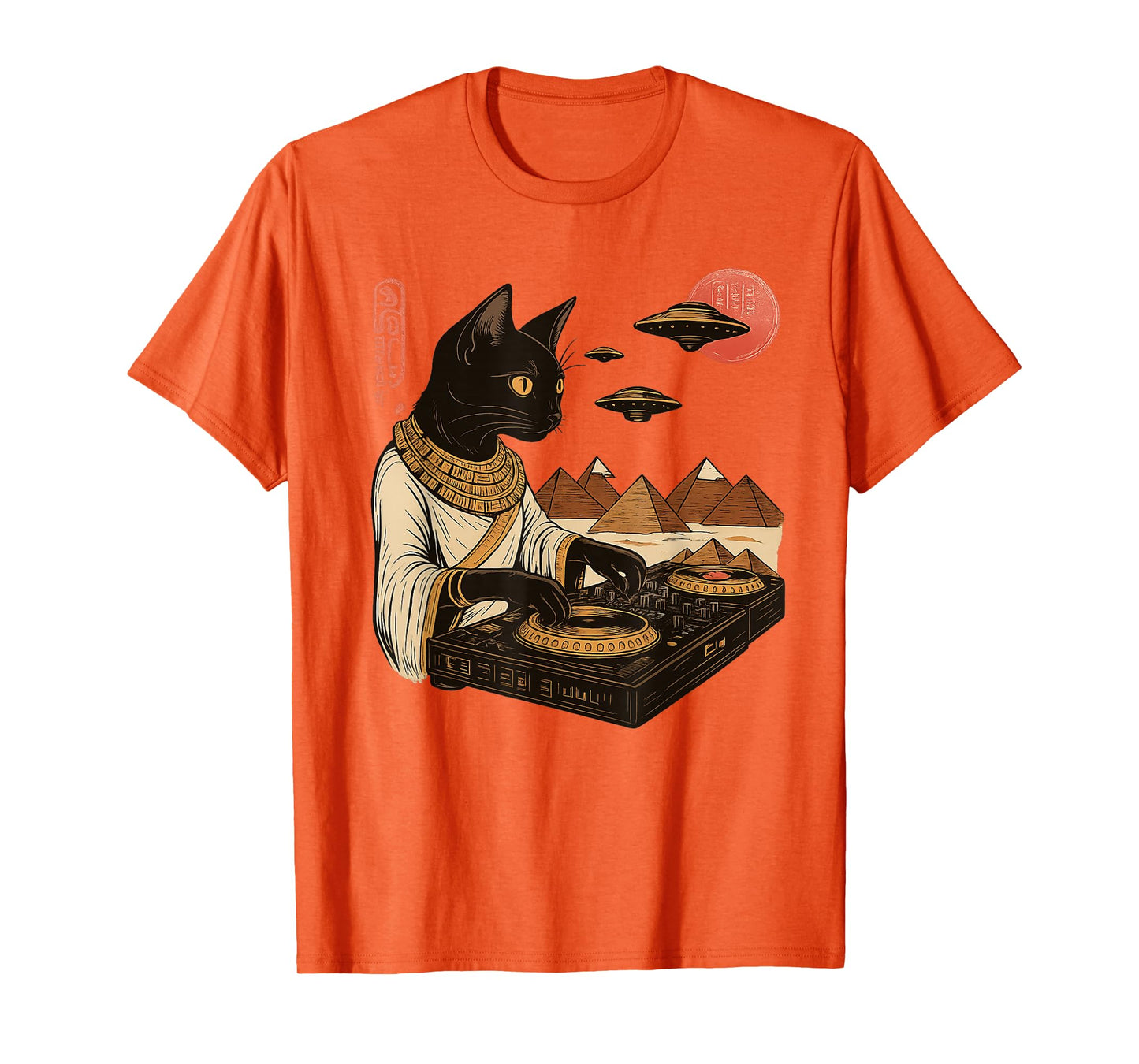 Egyptian Cat DJ UFO Art Print T-Shirt