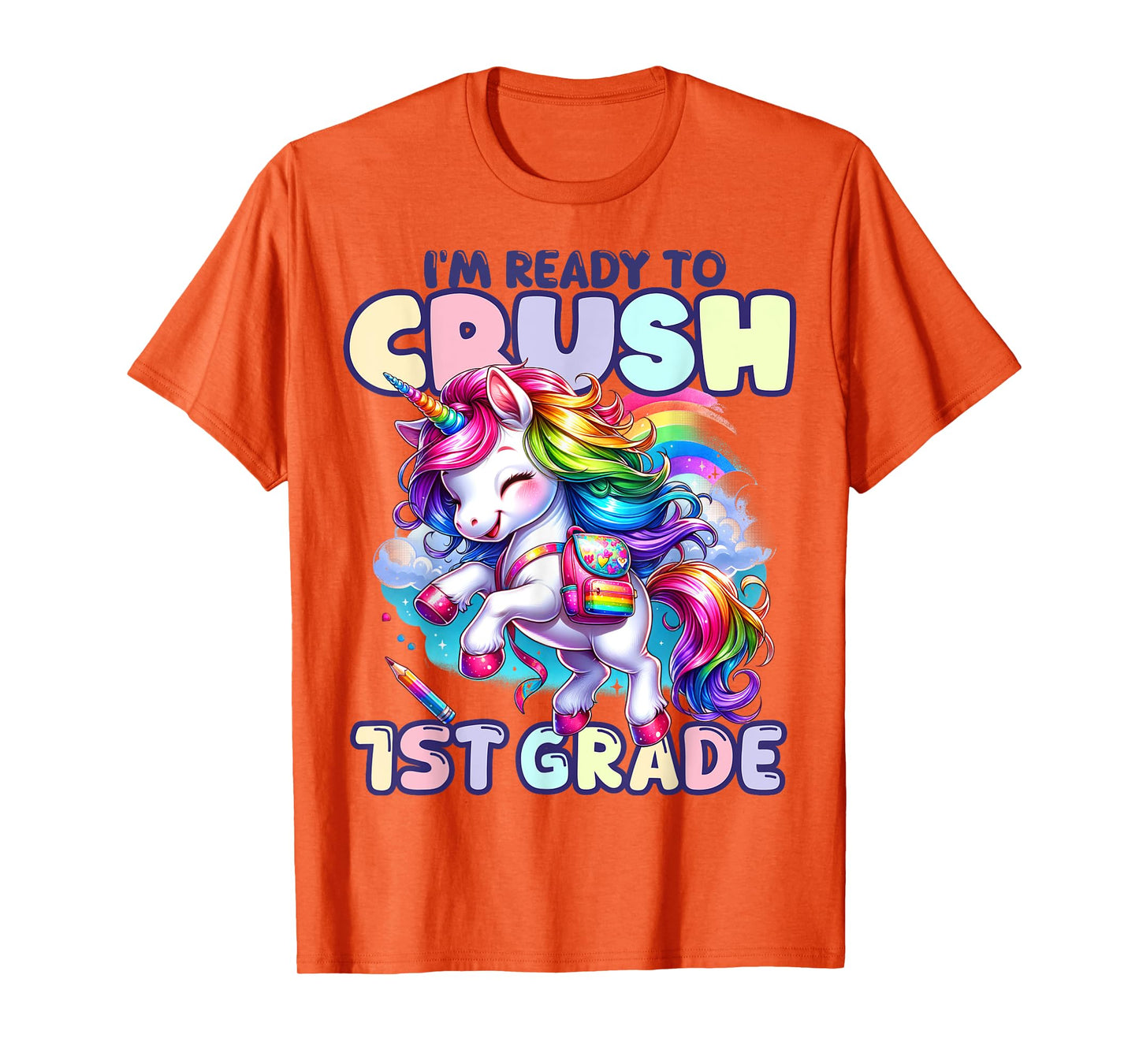 Crush 1st Grade Girls Back to School Unicorn First Day Cute T-Shirt