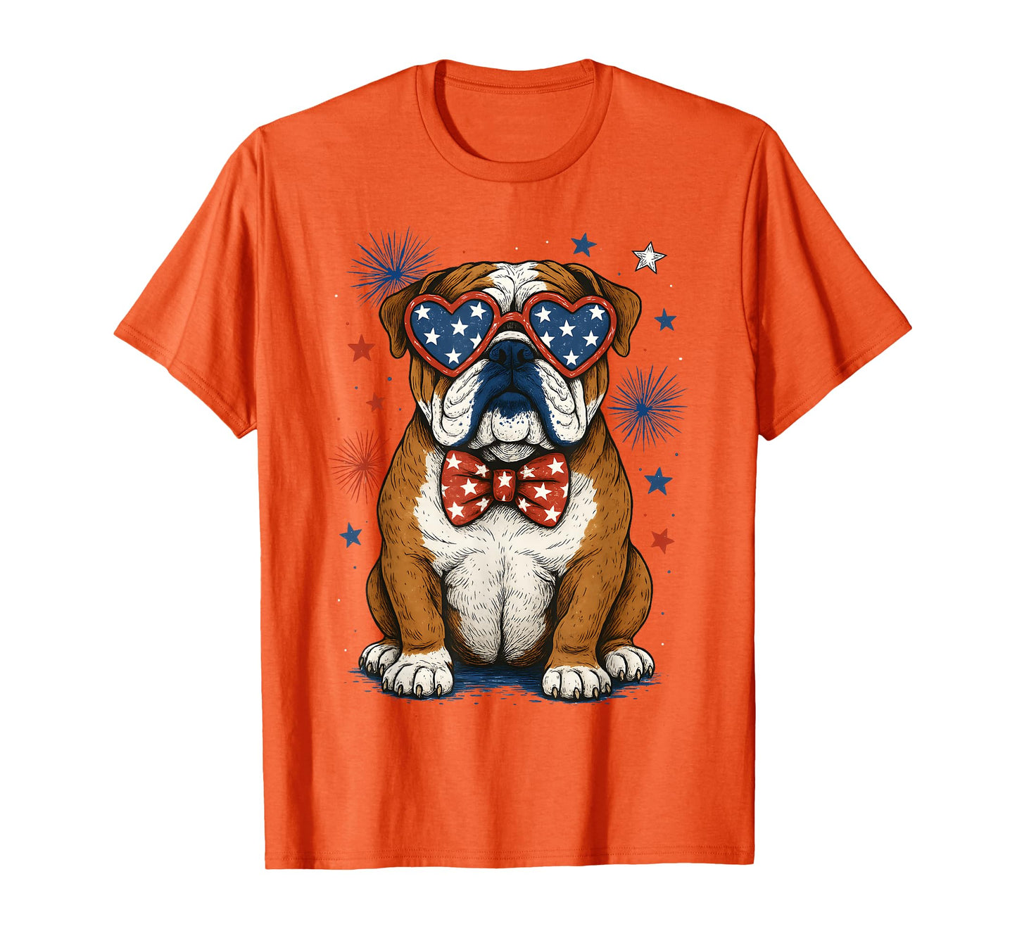 USA Flag Retro English Bulldog 4th Of July Merica Men Women T-Shirt