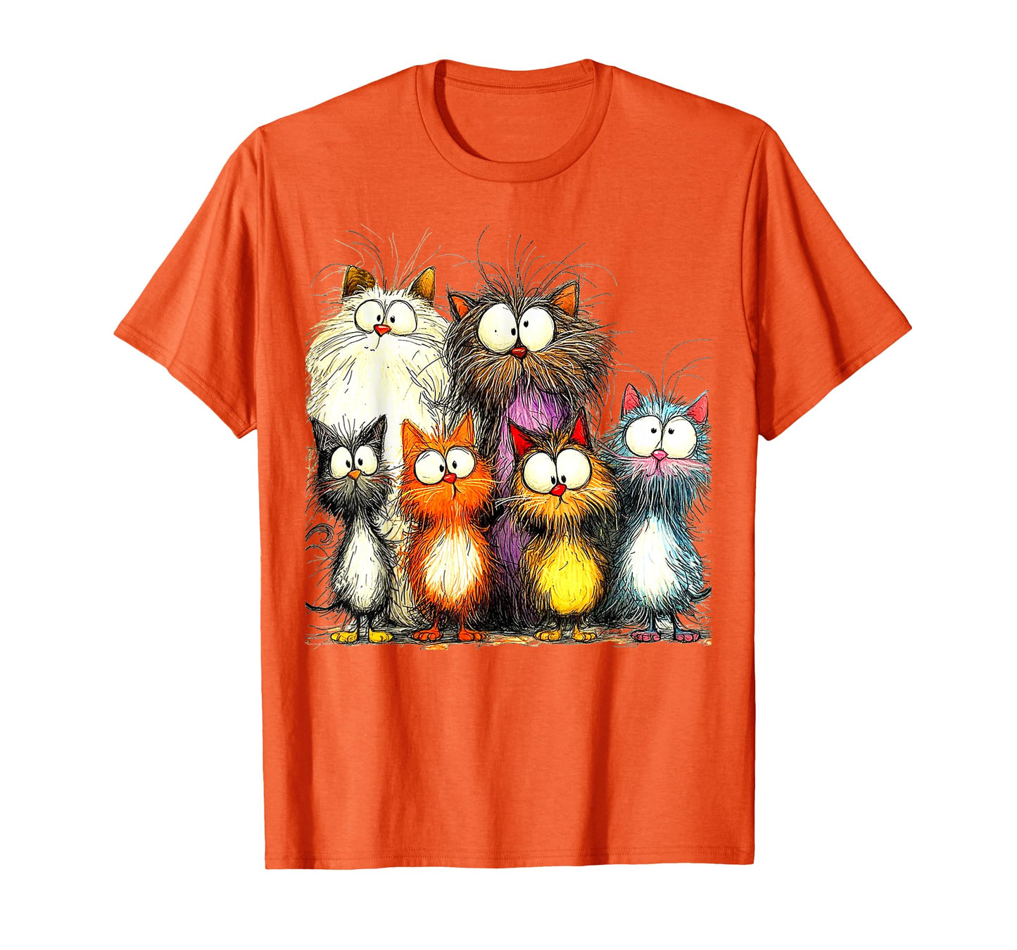Eagerlys Silly Funny Cat Famliy Art Colorful Cats - Kitten T-Shirt for Men Women