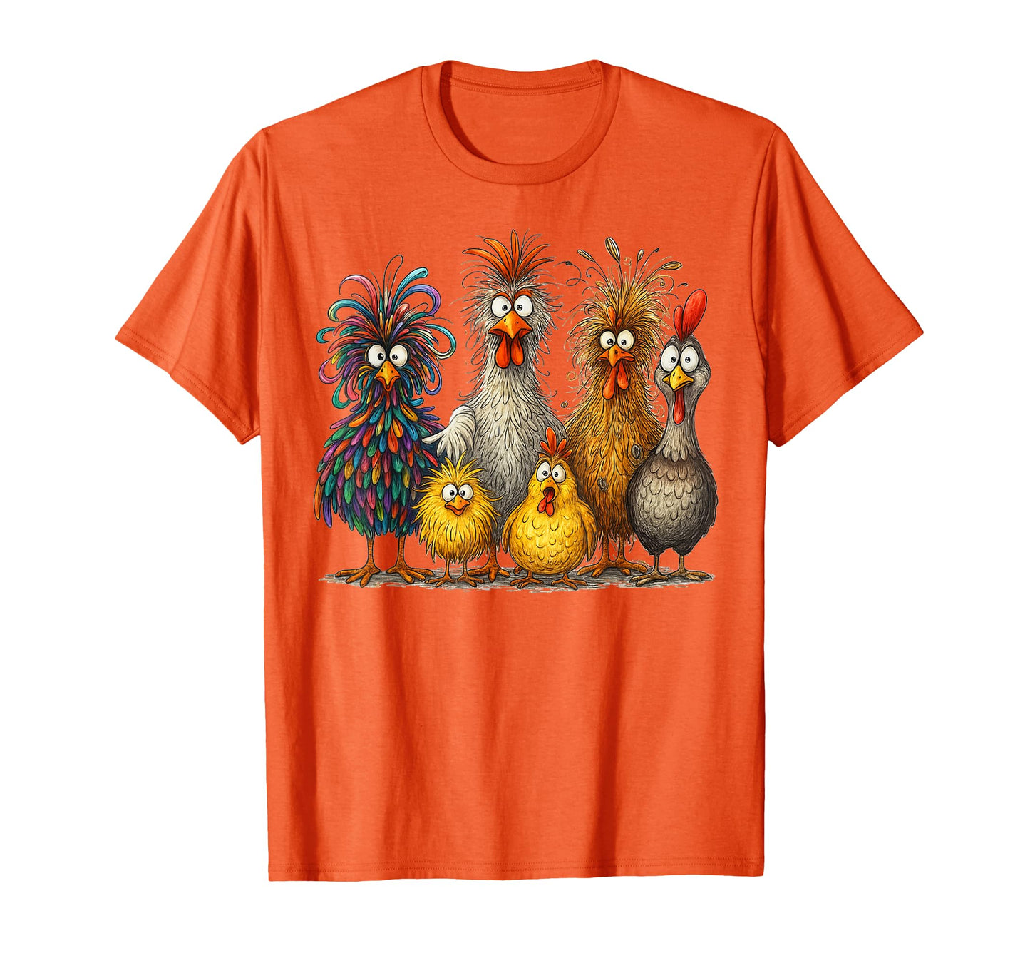 Eagerlys Colorful Funny Chicken Art, Crazy Chicken Family T-Shirt