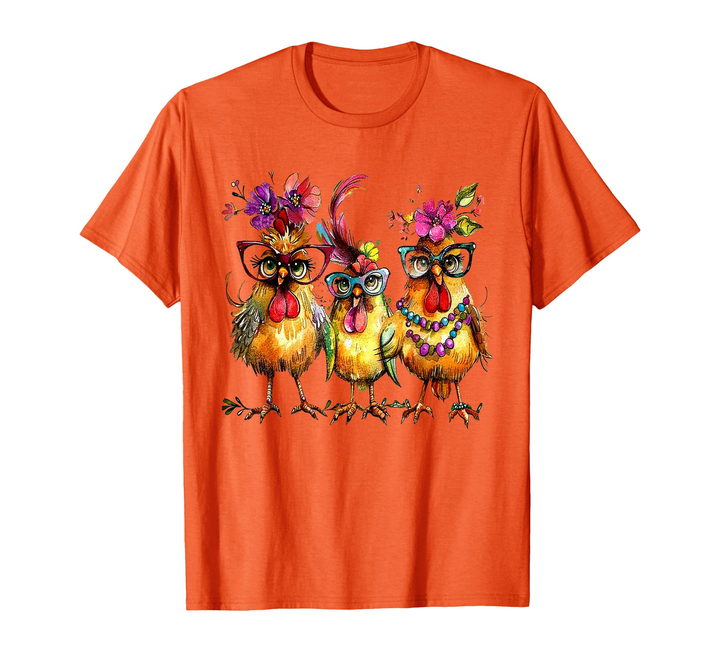 PeachBruh Funny Trio Of Chickens Whimsical Hawaii Beach Art T-Shirt