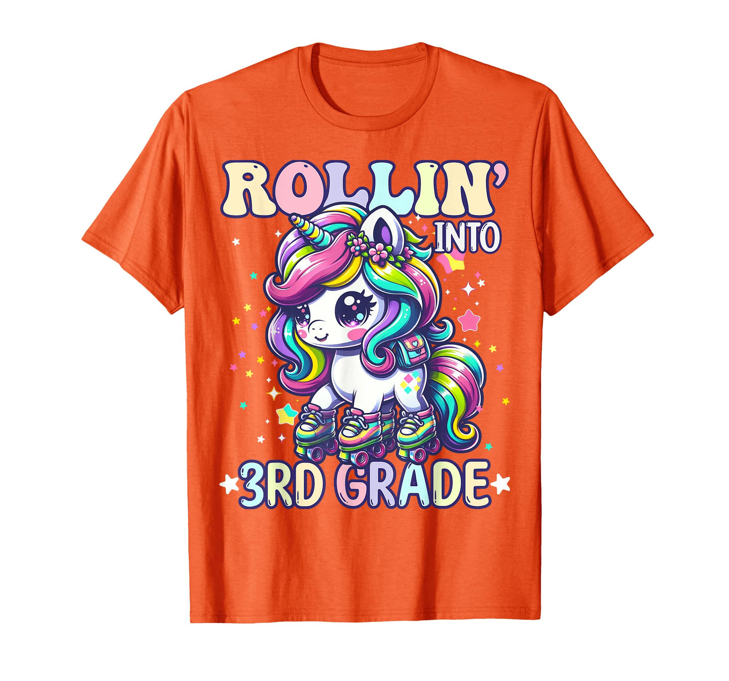 3rd Grade Back To School First Day Girl Rollin Unicorn T-Shirt
