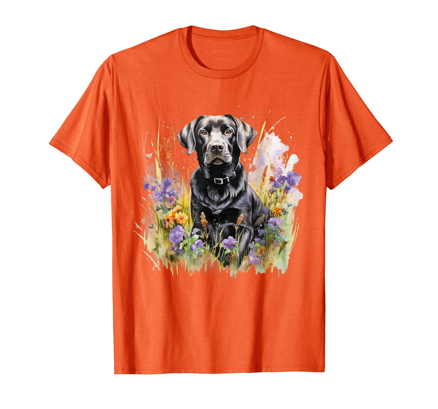 Floral Wildflower Dog Black Labrador Retriever T-Shirt