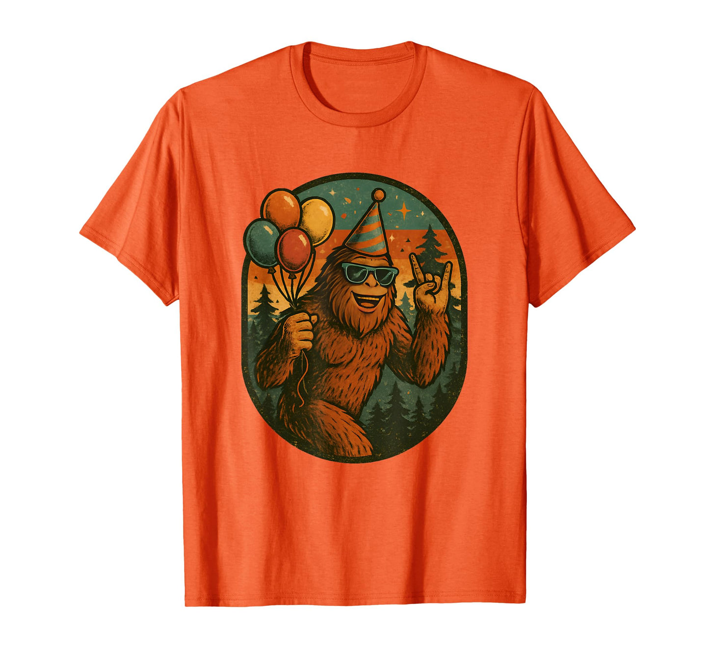 Bigfoot Party Vibes Birthday Balloons Forest Fun T-Shirt