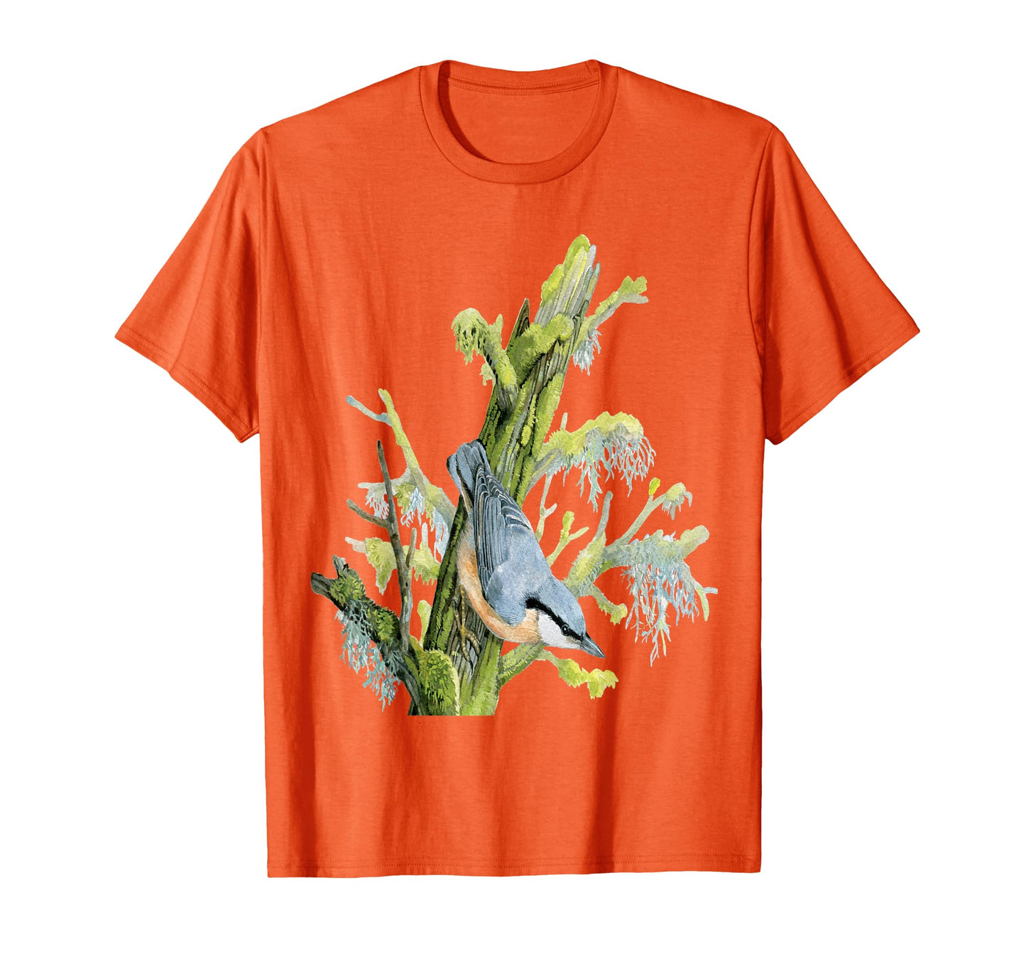 Nuthatch On Tree - Animal Lovers Bird Design T-Shirt